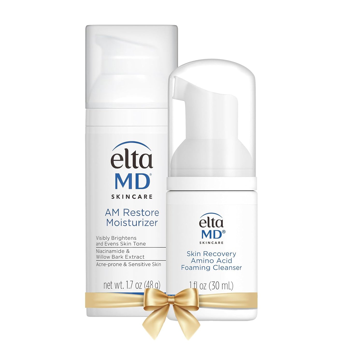 AM Restore Face Moisturizer and Skin Recovery Amino Acid Foaming Facial Cleanser Set, for Acne-Prone and Sensitive Skin, 1.7 Fl Oz Moisturizer and 1 Fl Oz Face Cleanser