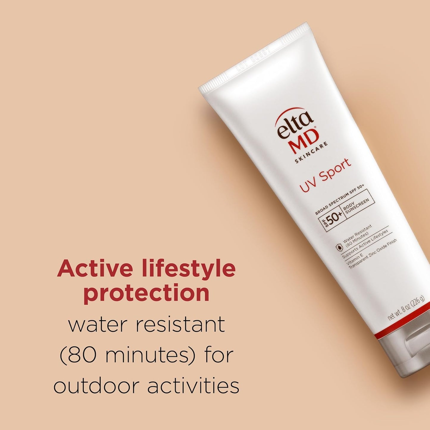 UV Sport Body Sunscreen, SPF 50 Sport Sunscreen Lotion, Sweat Resistant and Water Resistant up to 80 Minutes, Formulated with Zinc Oxide, Oil Free, Full Body Sunscreen