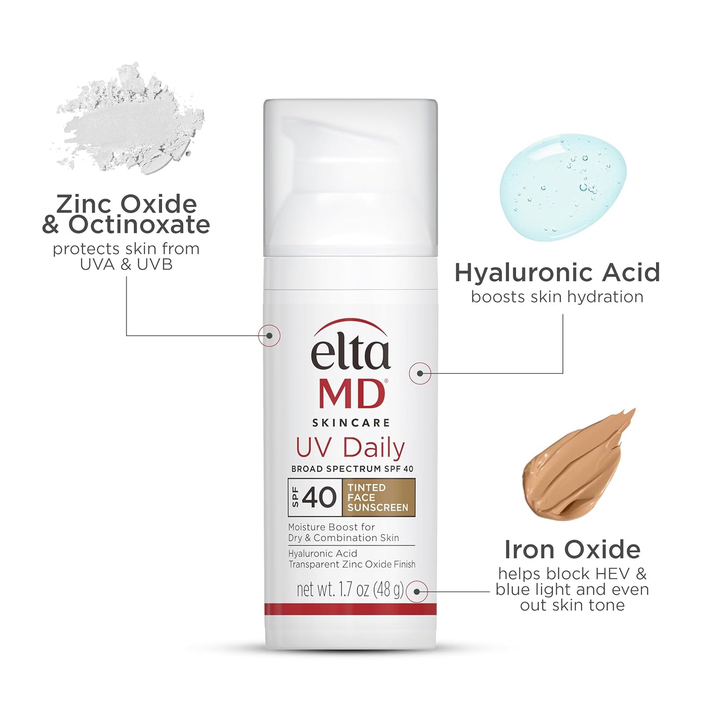 UV Daily SPF 40 Tinted Face Sunscreen Moisturizer, Tinted Moisturizer for Face with SPF, Great for Dry, Combination, and Normal Skin