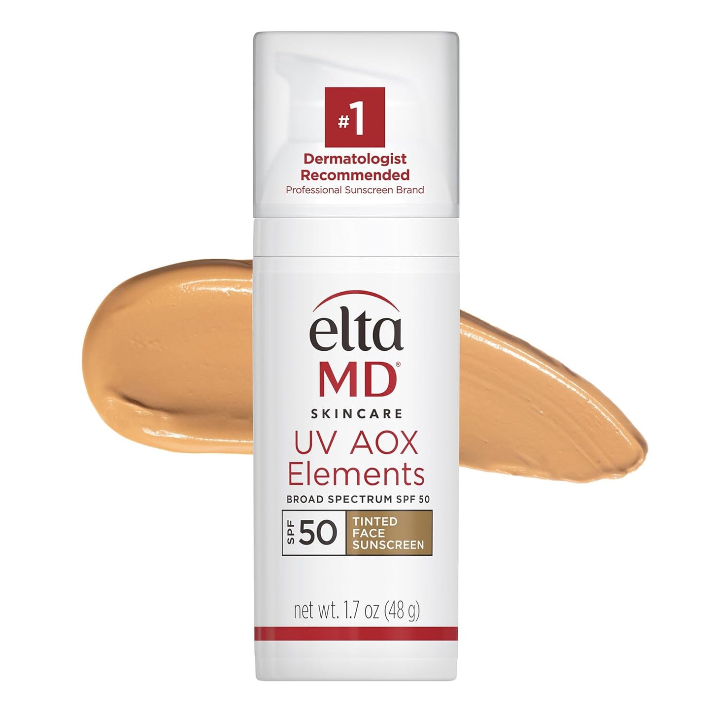 UV AOX Elements Tinted Mineral Face Sunscreen, SPF 50, Tinted Sunscreen for Face with Antioxidants, 1.7 Oz Pump