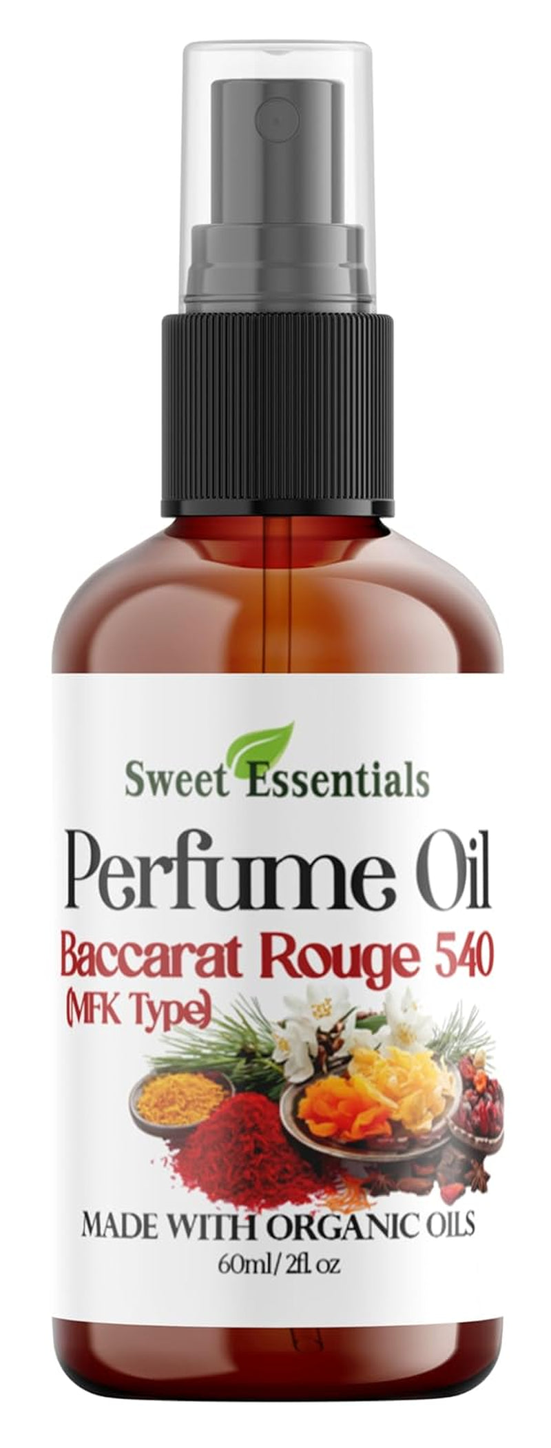 BACCARAT ROUGE-540 - (MFK Type), Fragrance - Perfume Oil, Made with Organic Oils, 2Oz, Spray on Perfume Hair & Body Oil - Alcohol, Silicone & Preservative Free