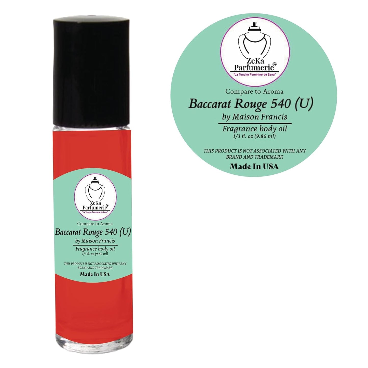 Compare to Aroma and Compatible with Baccarat Rouge 540 by M. Francis for Woman and Men Fragrance Body Oil on 1/3 Oz (9.86Ml) Size Roll-On Botlle