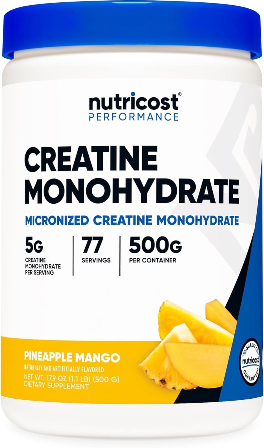 Creatine Monohydrate Powder (Pineapple Mango, 500 Gram) - Micronized Creatine Supplement - Vegan, Non-Gmo, Gluten Free